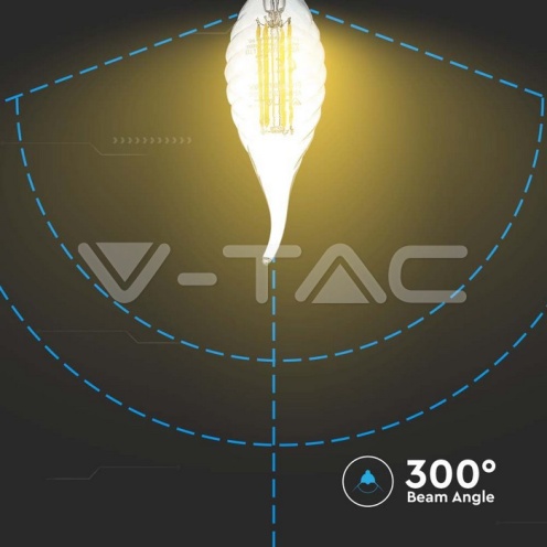 LED Крушка - 4W Filament E14 Кендъл Спирала Пламък 2700K 400Lm - изглед 3