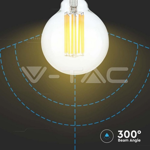 LED Крушка - 6W Filament E27 G95 3000K - изглед 3
