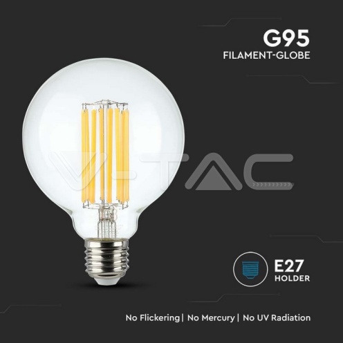 LED Крушка - 6W Filament E27 G95 3000K - изглед 2