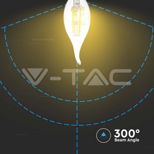 LED Крушка - 4W Filament E14 Кендъл Пламък 3000K 400Lm - изглед 3