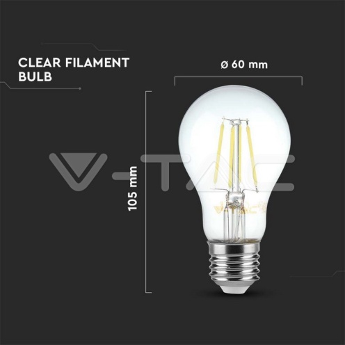 LED Крушка - 6W Filament E27 A60 4000К 600Lm - изглед 4