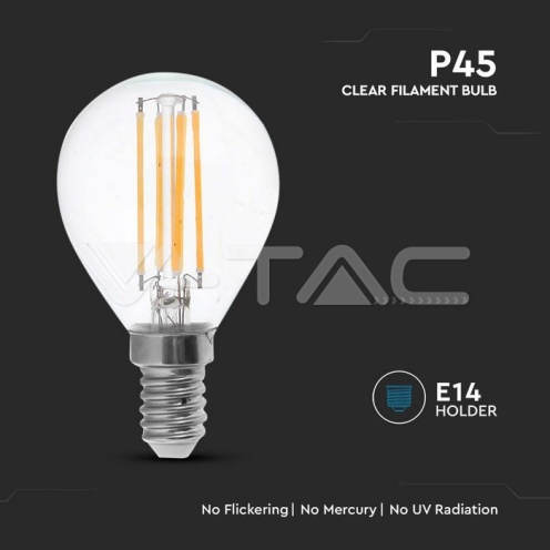 LED Крушка - 4W Filament E14 P45 3000K 400Lm - изглед 2