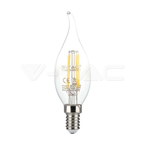 LED Крушка - 4W Filament E14 Кендъл Пламък 3000K 400Lm - изглед 1