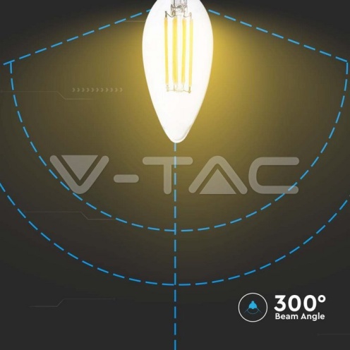LED Крушка - 6W Filament E14 Кендъл 6000К 130LM/W - изглед 3