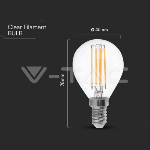 LED Крушка 6W Filament E14 P45 6000К - изглед 4 - rZ commerce LED Крушка 6W Filament E14 P45 6000К - изглед 4