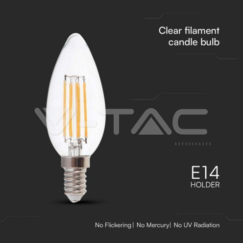 LED Крушка - 6W Filament E14 Кендъл 3000К 130LM/W - изглед 2