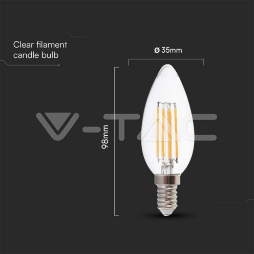LED Крушка - 6W Filament E14 Кендъл 3000К 130LM/W - изглед 4