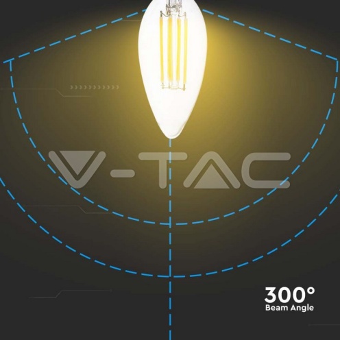 LED Крушка - 6W Filament E14 Кендъл 3000К 130LM/W - изглед 3