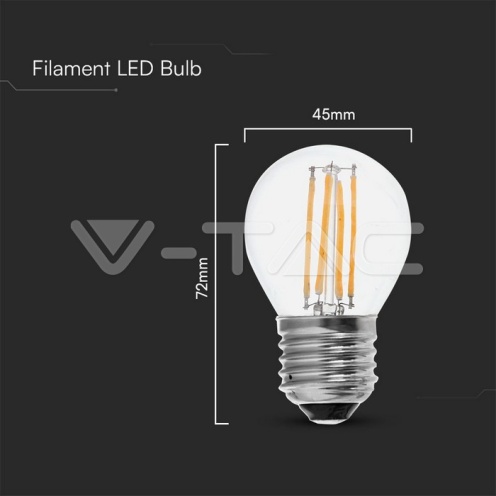 LED Крушка 6W Filament E27 G45 6500К - изглед 4 - rZ commerce LED Крушка 6W Filament E27 G45 6500К - изглед 4