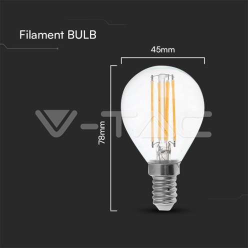 LED Крушка 6W Filament E14 P45 4000К - изглед 4 - rZ commerce LED Крушка 6W Filament E14 P45 4000К - изглед 4