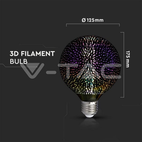 LED Крушка - 4W Filament E27 G125 3D 3000К - изглед 3