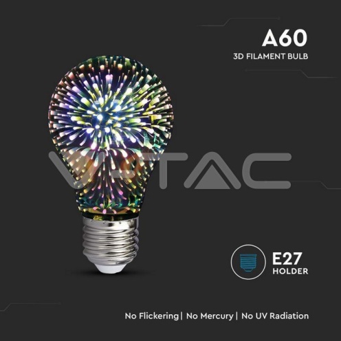 LED Крушка - 3W E27 Filament 3D A60 3000K - изглед 2 - rZ commerce LED Крушка - 3W E27 Filament 3D A60 3000K - изглед 2