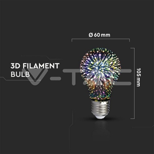 LED Крушка - 3W E27 Filament 3D A60 3000K - изглед 3 - rZ commerce LED Крушка - 3W E27 Filament 3D A60 3000K - изглед 3