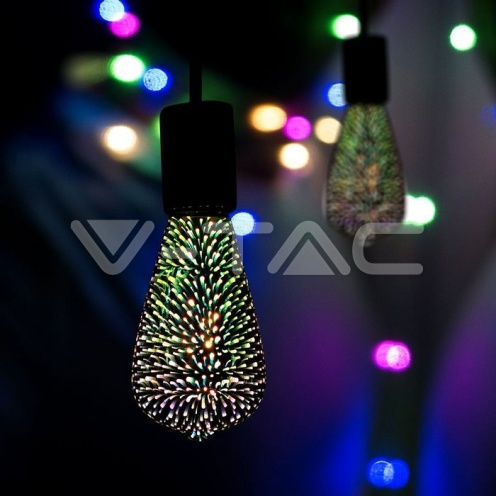 LED Крушка - 3W Filament E27 ST64 3D 3000K - изглед 4