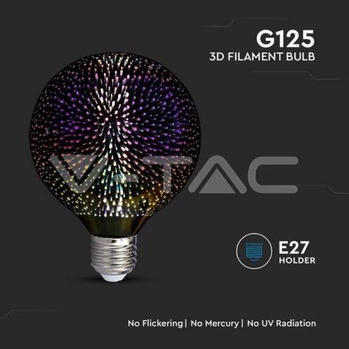 LED Крушка - 4W Filament E27 G125 3D 3000К - изглед 2