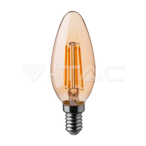 LED Крушка - 4W Filament E14 Кендъл Амбър 4000K - изглед 1