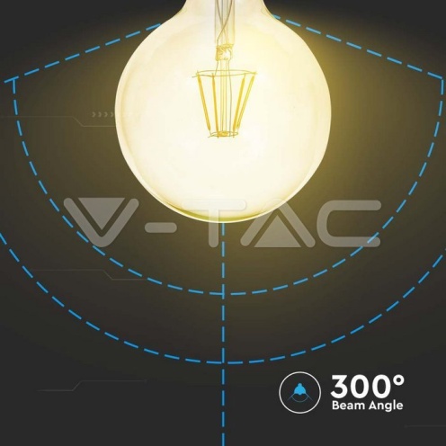 LED Крушка - 4W Filament E27 G125 Амбър 2200К - изглед 3