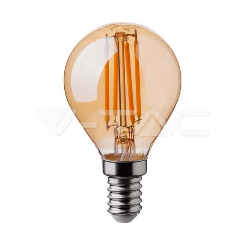 LED Крушка - 4W Filament E14 P45 Амбър 2200К 350Lm - изглед 1