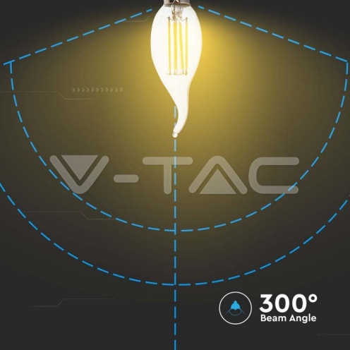 LED Крушка - 4W Filament E14 Кендъл Пламък 4000K 400Lm - изглед 3