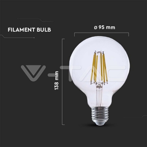 LED Крушка - 4W Filament E27 G95 3000K - изглед 4