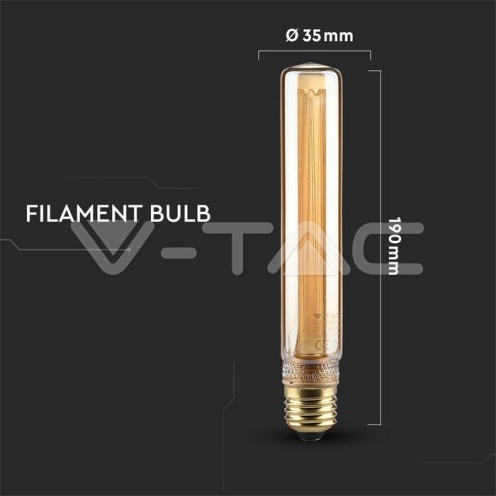 LED Крушка - 2W Filament E27 T30 Амбър 3000K - изглед 4