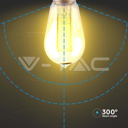 LED Крушка - 4W Filament E27 ST64 Амбър Арт 2200K - изглед 3