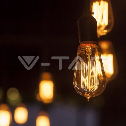 LED Крушка - 4W Filament E27 ST64 Амбър Арт 2200K - изглед 5