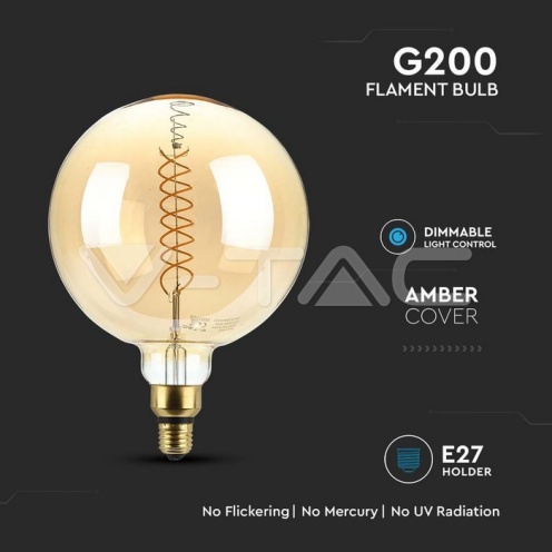 LED Крушка - 8W Filament G200 Димираща 1800К - изглед 2