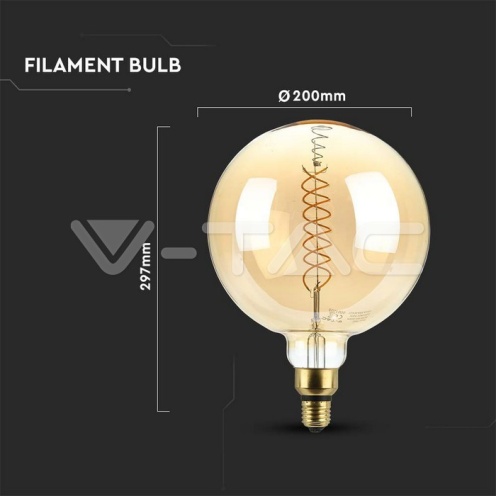 LED Крушка - 8W Filament G200 Димираща 1800К - изглед 4