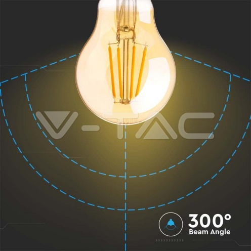 LED Крушка - 12.5W Filament E27 A70 Amber 2200K - изглед 3