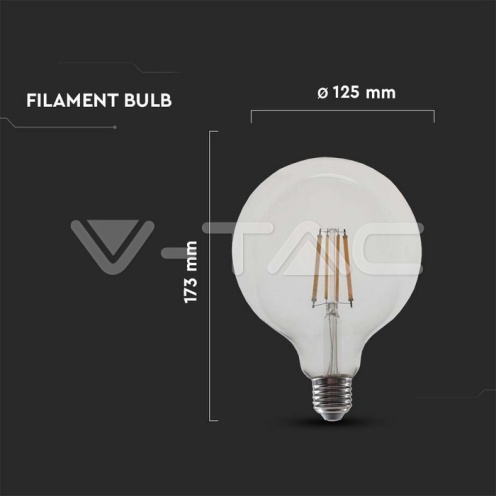 LED Крушка - 12W Filament E27 G125 4000K 1521Lm - изглед 4