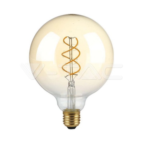 LED Крушка - 4.8W Filament E27 G125 Амбър Димиращ 1800К - изглед 1