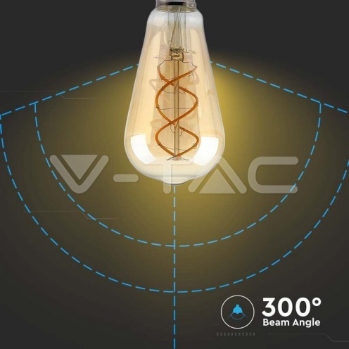LED Крушка - 5W Filament E27 ST64 Амбър Димираща 2200K - изглед 3