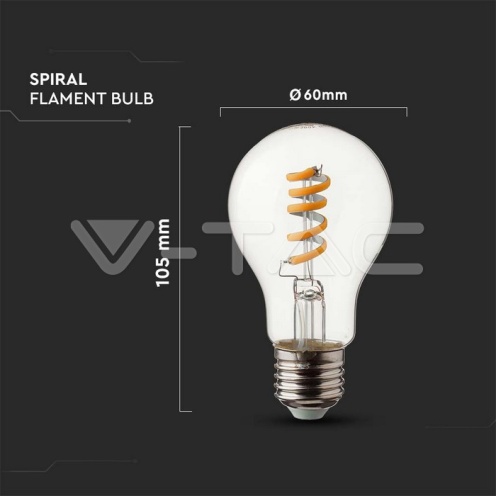 LED Крушка - 4W E27 Filament A60 1800К - изглед 4