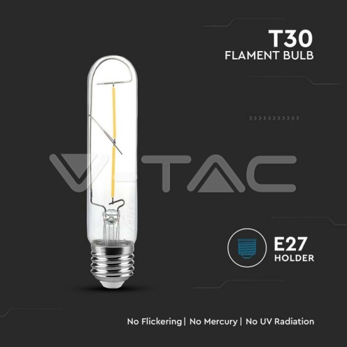 LED Крушка - 2W T30 E27 Filament 2700K - изглед 2