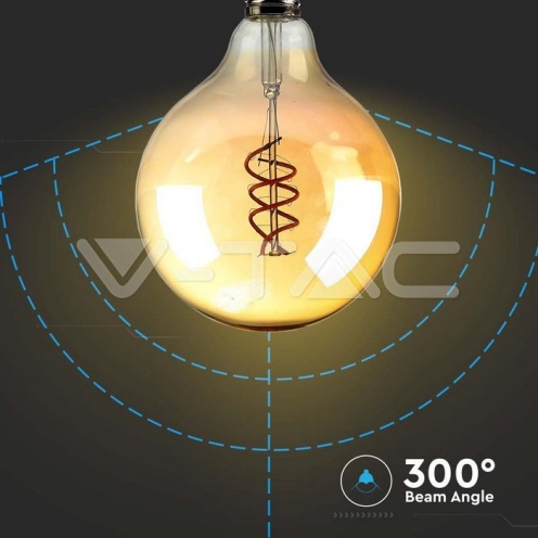 LED Крушка - 6W Filament E27 G125 Амбър 1800К - изглед 3