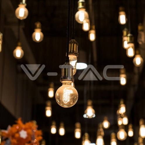LED Крушка - 6W Filament E27 G125 Амбър 1800К - изглед 5