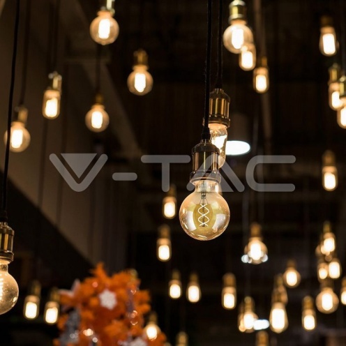 LED Крушка - 5W Filament E27 G125 Амбър 1800К - изглед 5