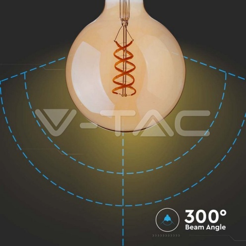 LED Крушка - 4.8W Filament E27 G95 Амбър 1800K - изглед 3