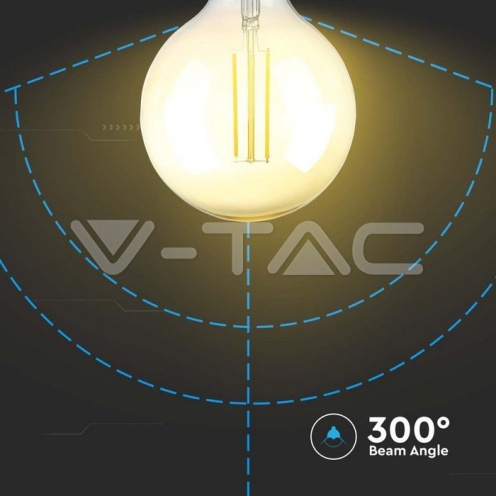 LED Крушка - 8W Filament E27 G125 Амбър Димиращ 3000K 700Lm - изглед 3 - rZ commerce LED Крушка - 8W Filament E27 G125 Амбър Димиращ 3000K 700Lm - изглед 3