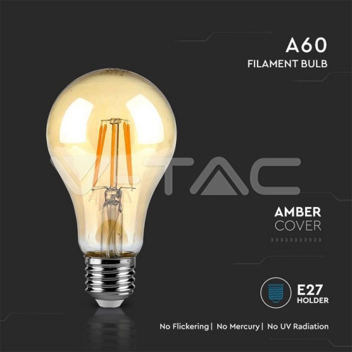 LED Крушка - 10W Filament E27 A67 Amber 2300K 950Lm - изглед 2