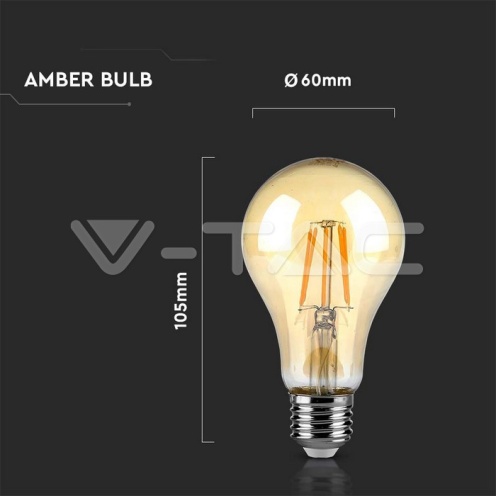 LED Крушка - 10W Filament E27 A67 Amber 2300K 950Lm - изглед 4