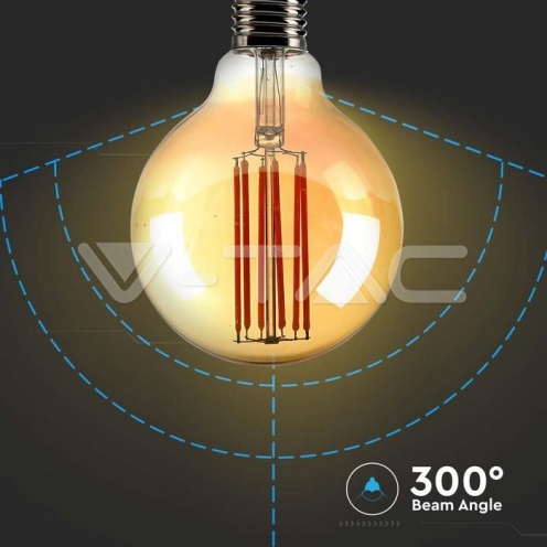 LED Крушка - 7W Filament E27 G95 Амбър 2200K - изглед 3