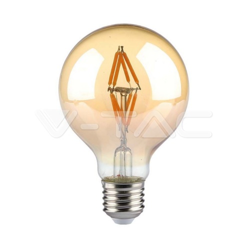 LED Крушка - 4W Filament E27 G80 Амбър 2200K - изглед 1