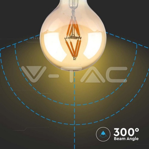 LED Крушка - 4W Filament E27 G80 Амбър 2200K - изглед 3