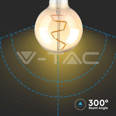 LED Крушка - 4W Filament E27 G95 AMBER 2200K - изглед 3