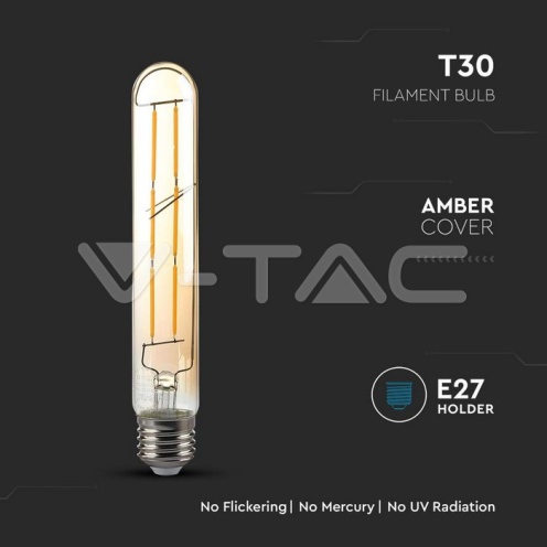 LED Крушка - 6W T30 E27 Filament Amber Покритие 2200K 500Lm - изглед 2 - rZ commerce LED Крушка - 6W T30 E27 Filament Amber Покритие 2200K 500Lm - изглед 2
