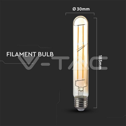 LED Крушка - 6W T30 E27 Filament Amber Покритие 2200K 500Lm - изглед 4 - rZ commerce LED Крушка - 6W T30 E27 Filament Amber Покритие 2200K 500Lm - изглед 4