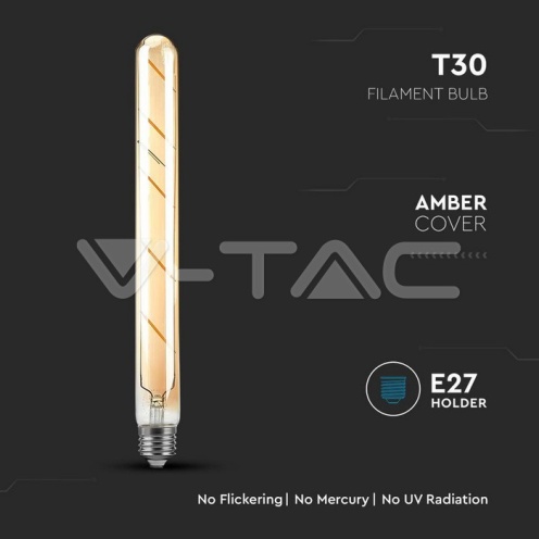 LED Крушка - 5W T30 E27 Filament Amber Покритие 2200K 500Lm - изглед 2 - rZ commerce LED Крушка - 5W T30 E27 Filament Amber Покритие 2200K 500Lm - изглед 2