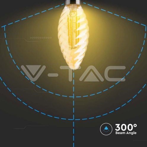 LED Крушка - 4W Filament E14 Кендъл Амбър Спирала 2200K - изглед 3